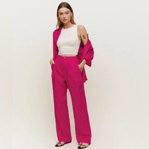 Reformation Vesta Pink 100% Linen Pants Size 0P